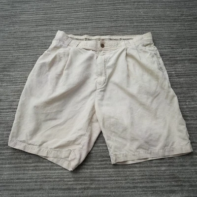 Tommy Bahama Shorts Mens Tan Silk Linen Chino Stained Measured 34 x 8 - Image 1 of 4