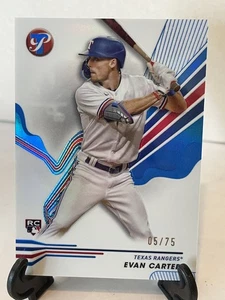 Evan Carter RC Blue Refractor #05/75 2024 Topps Pristine #208 Texas Rangers - Picture 1 of 2