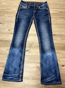 Rock Revival Kai Boot Size 27 Jeans Low Rise Medium Wash Faded Distressed - Picture 1 of 6