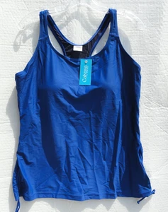 Costume da bagno Calypsa Modli Plus Maya blu racerback tankini con reggiseno donna taglia 1X - Foto 1 di 13