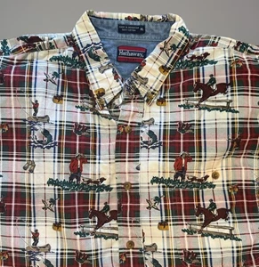 Hathaway Sport Shirt Mens Sz XL Outdoor Button Down Fishing Equestrian Dogs Vtg - Picture 1 of 5