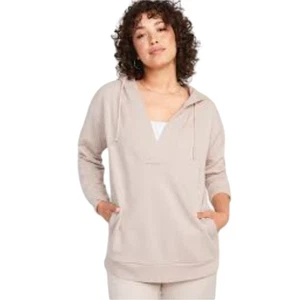 Old NavyPlus felpa con cappuccio felpa morbida taupe pullover scollo a V tasche taglia 4X nuova con etichette - Foto 1 di 10