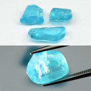 💎 10.36ct 3pcs Lot Rough Natural Blue Apatite - Unheated, Africa Gems - Picture 1 of 6