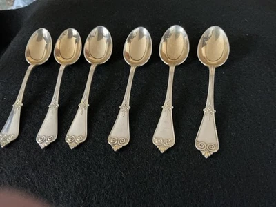 Antigua cuchara de café de postre Tiffany Co Colonial Demitasse plata de ley X 6 Foto 1 de 4