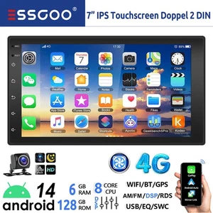 2 DIN 8Core 6+128G Android 14 Carpaly Autoradio GPS WIFI AM RDS Bluetooth Kamera - Bild 1 von 11