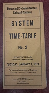 Denver and Rio Grande Western Railroad Employee Timetable 1974 - Picture 1 of 3