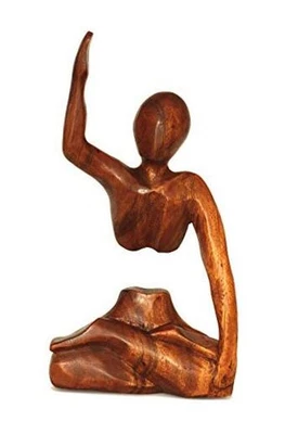  12" Abstract Sculpture Wooden Handmade Handcrafted Art Hand Up Statue Home  - Image 1 of 4