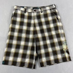 Lost Enterprises Shorts Mens 36 Brown Plaid Boardwalk Surfer Embroidered Y2K - Picture 1 of 13