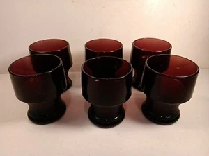 Vintage Anchor Hocking Set of 6 Amethyst Plum Purple 4" Tumblers 8oz Read Desc - Picture 1 of 15