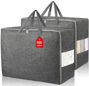 2pack 105l Extra Large Storage Bags Folding Moving Comforter Blanket Storage Bag - Picture 1 of 6