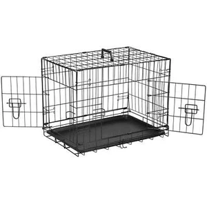 Dog Crate, 24 Inch Medium Folding Metal Wire Pet Double Door Dog Cage - Picture 1 of 5