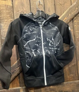 Adidas Big Kids Crackle Hoodie Black/White Size Xlarge(18)  BH3293  #s36 - Picture 1 of 6