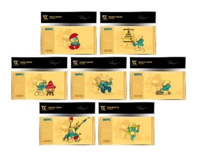 Golden Ticket Cartoon Kingdom - Les Schtroumpfs Collection 1 - Lot de 7 tickets