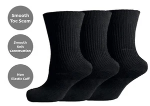 12x Pairs Diabetic Socks UNISEX Loose Top Non Elastic 100% Cotton Sox UK 06-11 - Picture 1 of 8