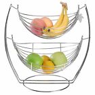 MyGift Chrome Double Hammock 2 Tier Fruit Vegetables Produce Metal Basket Rack
