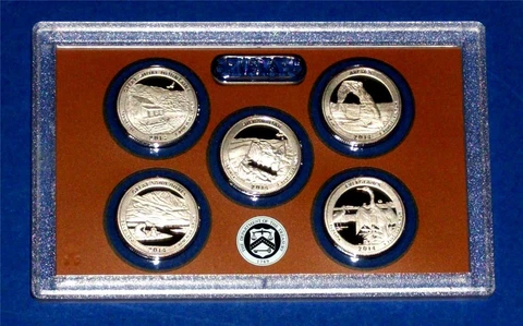 2014 S Clad Quarter Proof Set-Five Coins-No Box/COA Cover
