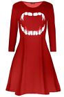 Ladies Women Halloween Costume Fancy Vampire Horror Blood Smock Swing Mini Dress