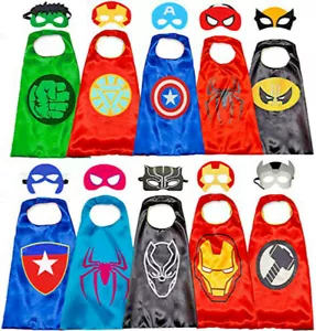 Superhero Cape and Mask for Kids Super Heros Cosplay Costumes Halloween Dress Up - Picture 1 of 30