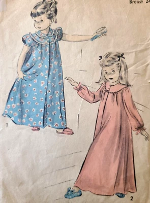 Vtg 1950s Advance 4831 Sew Pattern Nightgown Puff Sleeves Nightie Pajamas Size 6 - Image 1 of 4