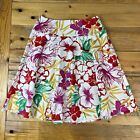Neiman Marcus Skirt Women 6 White Colorful Floral A Line Full Flare Knee Length