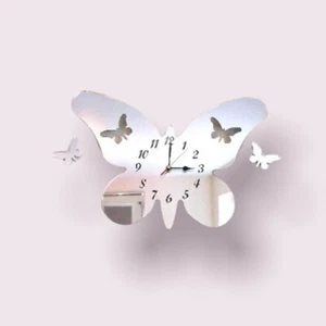 Butterfly Long Wings Shaped Clocks - Colour Mirrors & Solid Colours Choices - Picture 1 of 6