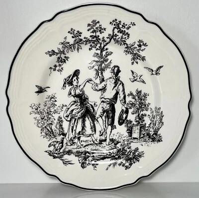 Tabletops Unlimited New England Toile People Dinner Plate Dancing 10 3/4" - Image 1 of 2