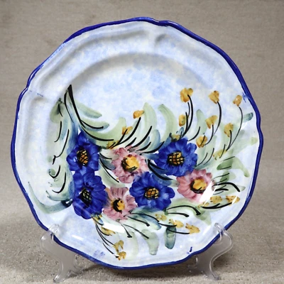 Vintage Hand Made Ceramic Dinner Plate Made in Greece  Floral 10" Multi-color - Image 1 of 4