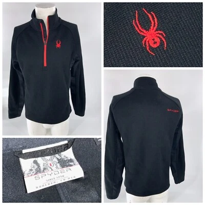 Pullover de esquí Spyder polar M para hombre negro poli 1/4 cremallera rojo ribete grueso YGI A2-684 Foto 1 de 4