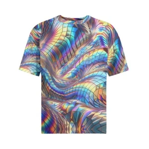 Psychedelic Fractal Oversized 100% Baumwolle Tee Shirt T-Shirt 3D EDM Rave Unisex - Bild 1 von 3