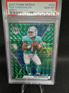 💎Tua Tagovailoa 2020 Panini Mosaic  Green Mosaic Prizm Rookie RC #203 PSA 10💎