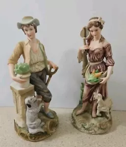 Vintage Andrea By Sadek Set #7326 Lady W/Sheep Man W/Dog SEE DESCRIPTION - Picture 1 of 10