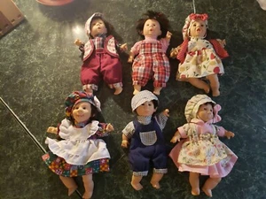 Vtg Gi Go Dolls Lot of 6 My Palm Pals Bean Kids 8” Expressions 1996 Happy Sad - Picture 1 of 2