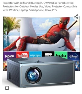  Projector with Wifi and Bluetooth, OWNKNEW Portable Mini Projectors for Outdoor - Picture 1 of 4