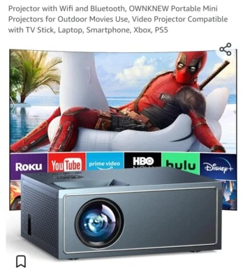  Projector with Wifi and Bluetooth, OWNKNEW Portable Mini Projectors for Outdoor - Image 1 of 4