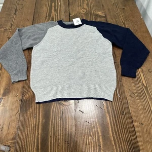 $72 NWT Molo Kid's Boys' Bosse Cotton/Wool Sweater Size 13-15Y Tri-Color Gray/Bl - Picture 1 of 10