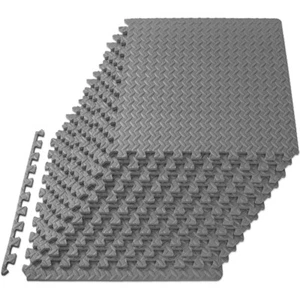 20pc Puzzle Exercise Mat w/ EVA Foam Interlocking Floor Tiles Gray GYM Home USA - Picture 1 of 13