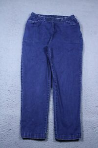 Woman Within Jeans Womens 14WP Blue Mid Rise Straight Pull On Dark Stretch 28x26