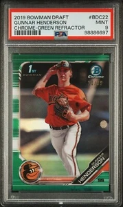 2019 Bowman Draft Chrome Green Refractor /99 Gunnar Henderson PSA 9 - Picture 1 of 2