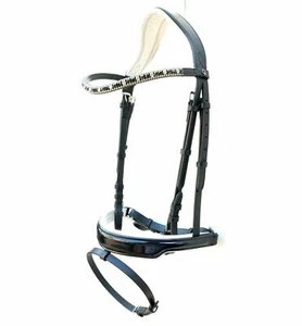 Adams-Tack CLEAR/JET BLACK/GRAY CRYSTAL SHIMMER Bling Mono Crown Cut Away Trense - Bild 1 von 3