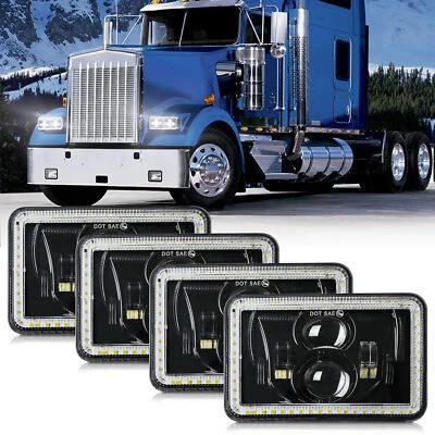 Faros LED altos/bajos de 4x6"" con DRL para Peterbilt 379 378 Freightliner FLD120 4 un. Foto 1 de 4