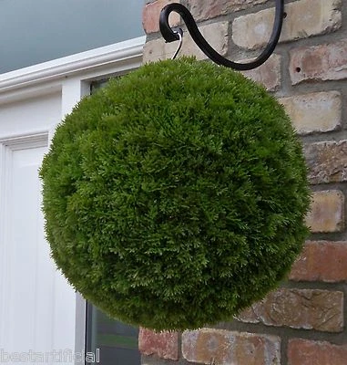 Best Artificial 28cm,36cm Conifer Cedar Topiary Balls Hanging Garden Wall Basket - Image 1 of 4
