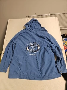 Vintage Walt Disney World Mickey Blue Zip Up Jacket Rain Hooded Adult Medium XL - Picture 1 of 8