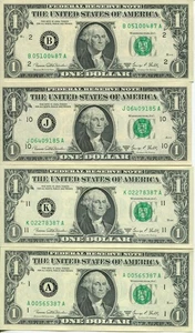 1969-D $1 FRN Green Seal 10 Gem Notes ALMOST COMPLETE District Set SM277 - Picture 1 of 6