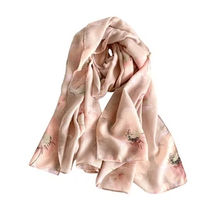 Sciarpe in Cotone Donna Farfalle Fiore Stampato Tessuta a Spina Di Pesce Lungo M - Foto 1 di 7