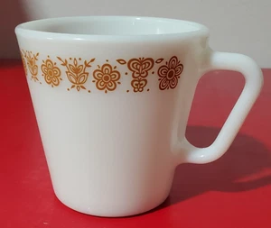 Vintage Ersatz Pyrex Corning Schmetterling Gold Kaffeetasse Becher USA - Bild 1 von 4