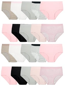 Girls' Tag Free Cotton Brief Underwear Multipacks, Brief-20 Pack-Black/Pink/Grey - Picture 1 of 4