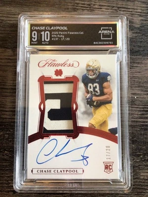 CHASE CLAYPOOL 2020 PANINI FLAWLESS COLLEGE #137 RPA RUBY #/20 AUTO ARENA CLUB 9 - Image 1 of 2