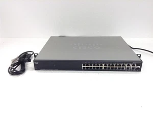 Commutateur réseau géré POE 28 ports CISCO SG300-28P -K9 avec oreilles de rack, FONCTIONNE - Photo 1/9