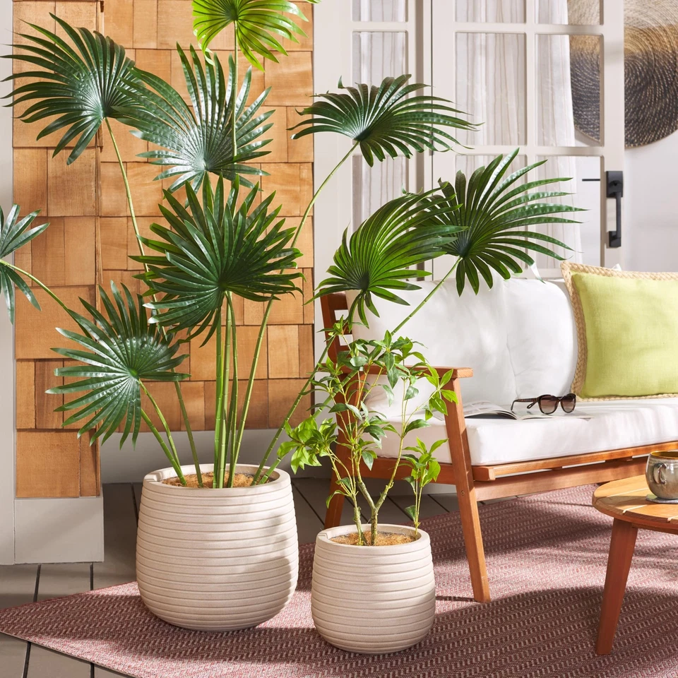 Juego de 2 macetas jardineras colección exterior jaspe beige ficonstone Foto 1 de 4