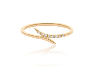 Anillo envolvente de diamantes de oro de 14 quilates de 0,05 quilates creado en laboratorio tamaño de joyería fina - 3 a 8 EE. UU. - Imagen 1 de 7